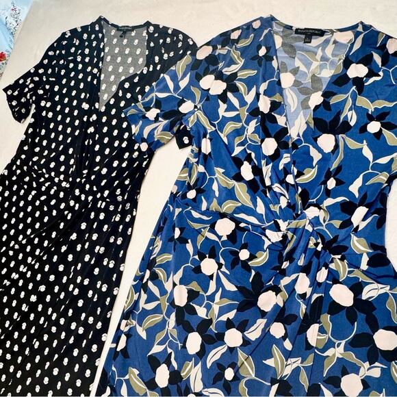 Banana Republic Factory Large Black Blue Floral Geometric Dresses Pull Over - Picture 2 of 11